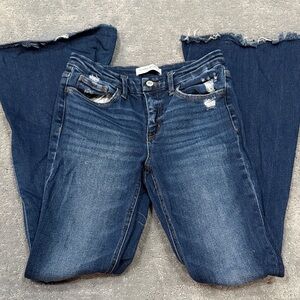 Flying Monkey Dark Blue Distressed Flare Jeans